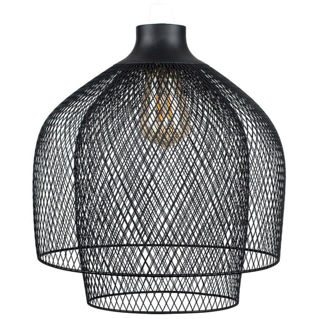 ValueLights Sigmund Matt Black 2 Tier Mesh Pendant Shade - image 1