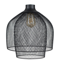 ValueLights Sigmund Matt Black 2 Tier Mesh Pendant Shade