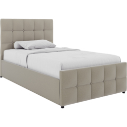 Vida Designs Valentina Beige Linen Single Ottoman Bed with Padded Headboard - thumbnail 2