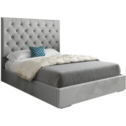 Alma Grey Small Double Velvet Upholstered Bed Frame with Chesterfield Headboard - thumbnail 2