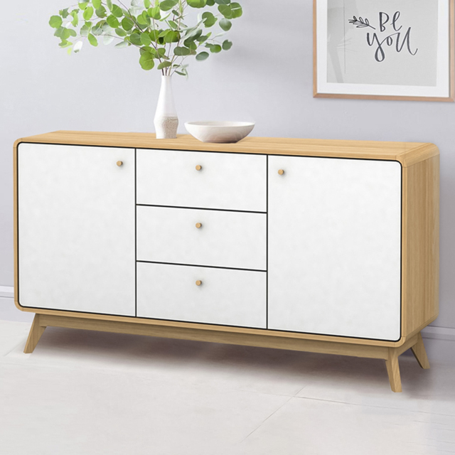 Loft24 Cassie 2 Door 3 Drawer Oak and White Sideboard - image 1