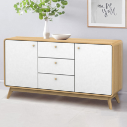 Loft24 Cassie 2 Door 3 Drawer Oak and White Sideboard - thumbnail 1