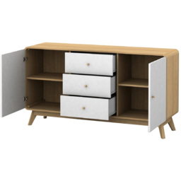 Loft24 Cassie 2 Door 3 Drawer Oak and White Sideboard - thumbnail 4