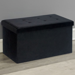 Black Brushed Velvet Ottoman Storage Trunk - thumbnail 1