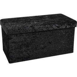 Black Brushed Velvet Ottoman Storage Trunk - thumbnail 2