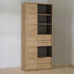 Florence Shetland Single Door 4 Drawer 4 Shelf Wide Bookcase - thumbnail 1