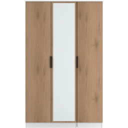 Crowndale Java Slatt Effect and White 3 Door Mirror Wardrobe - thumbnail 2