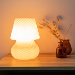 ValueLights Beau Peach Swirl Glass LED Table Lamp - thumbnail 2