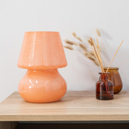 ValueLights Beau Peach Swirl Glass LED Table Lamp - thumbnail 4