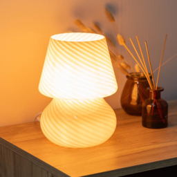 ValueLights Beau Peach Swirl Glass LED Table Lamp - thumbnail 3