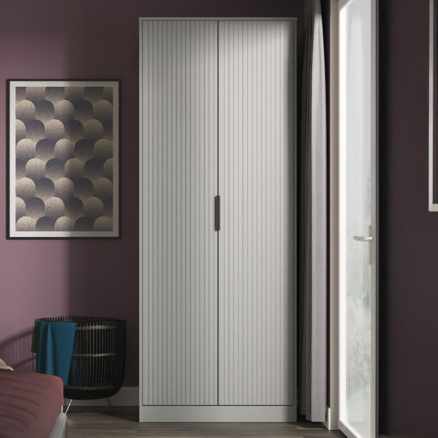 Crowndale Fluted 2 Door Dusk Grey Tall Wardrobe Ready Assembled - image 1