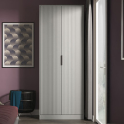 Crowndale Fluted 2 Door Dusk Grey Tall Wardrobe Ready Assembled - thumbnail 1