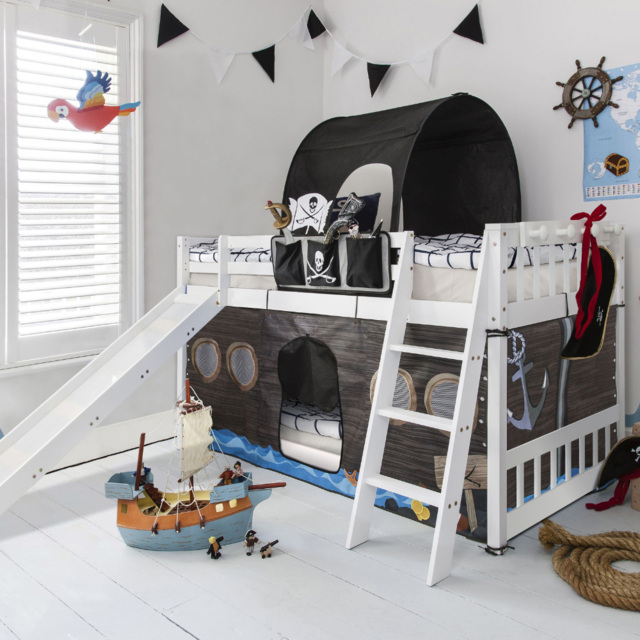 Noa and Nani Tuva White Pirate Cabin Bed with Bunk Underbed Slide - image 1