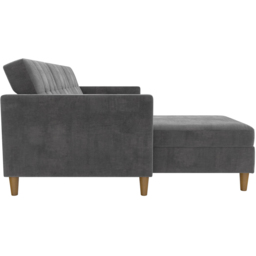 Dorel Hartford 3 Seater Grey Chenille Storage Sectional Sofa Bed with Chaise - thumbnail 4