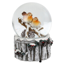 Snowy Robin Musical Snow Globe Christmas Decoration