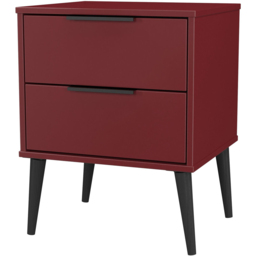 Crowndale Hong Kong 2 Drawer Matt Red and Black Compact Bedside Cabinet Ready Assembled - thumbnail 2