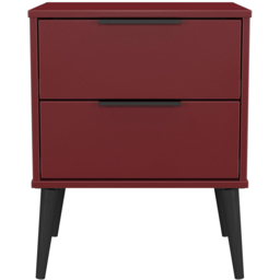 Crowndale Hong Kong 2 Drawer Matt Red and Black Compact Bedside Cabinet Ready Assembled - thumbnail 3
