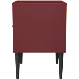 Crowndale Hong Kong 2 Drawer Matt Red and Black Compact Bedside Cabinet Ready Assembled - thumbnail 4