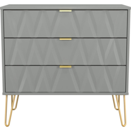 Crowndale Diamond 3 Drawer Dusk Grey Chest of Drawers Ready Assembled - thumbnail 3
