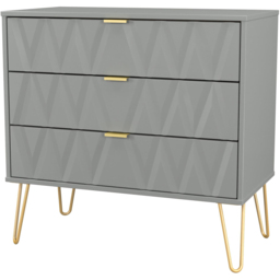 Crowndale Diamond 3 Drawer Dusk Grey Chest of Drawers Ready Assembled - thumbnail 2