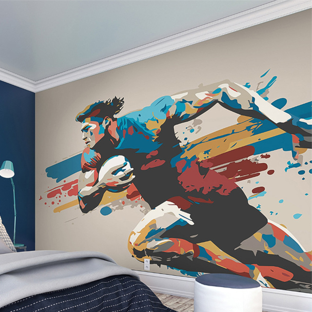 Origin Murals Rugby Player in Graphic Style Multicolour Wall Mural - image 1