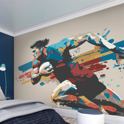 Origin Murals Rugby Player in Graphic Style Multicolour Wall Mural