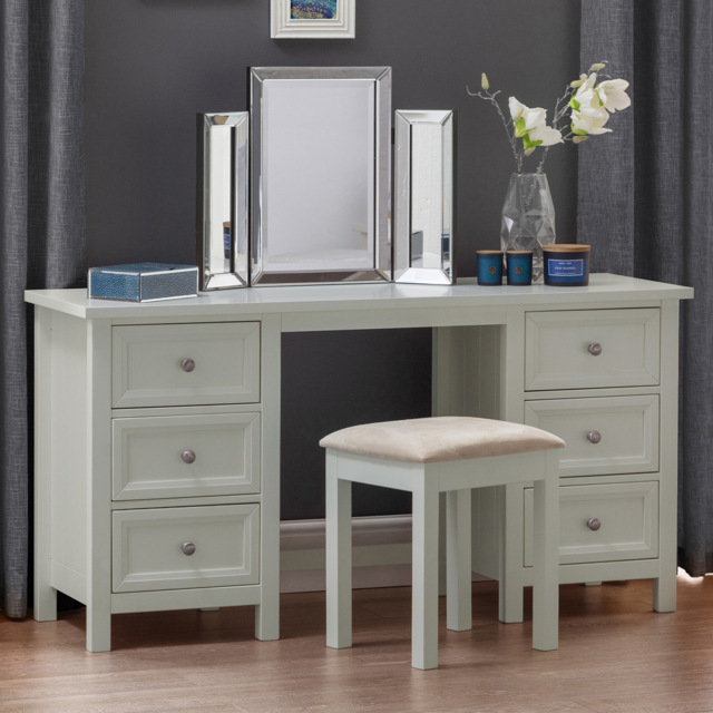 Julian Bowen Maine 6 Drawer Dove Grey Dressing Table - image 1