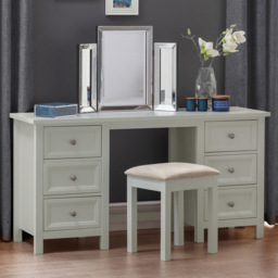 Julian Bowen Maine 6 Drawer Dove Grey Dressing Table - thumbnail 1