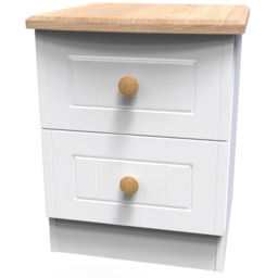 Crowndale Warwick White Ash and Oak 2 Drawer Compact Bedside Cabinet - thumbnail 4