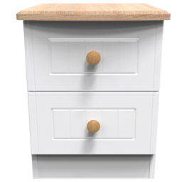 Crowndale Warwick White Ash and Oak 2 Drawer Compact Bedside Cabinet - thumbnail 2