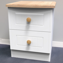 Crowndale Warwick White Ash and Oak 2 Drawer Compact Bedside Cabinet - thumbnail 1