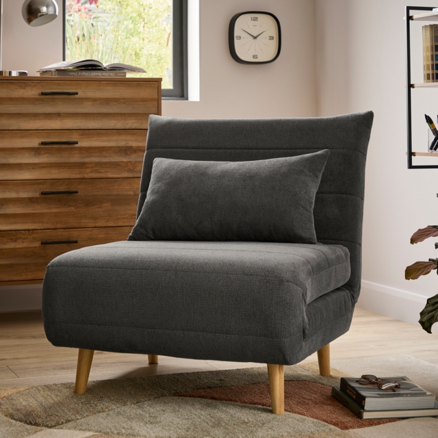 Boston Geo Chenille Single Sofabed Mid Grey by Homebase