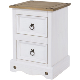 Corona 2 Drawer White Washed Wax Petite Bedside Table - thumbnail 3
