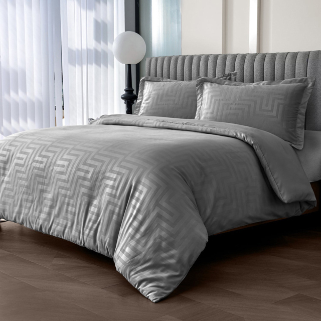 Velosso Larson Single Charcoal Stripe Duvet Set