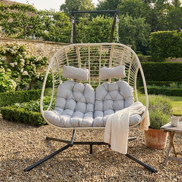 Outdoor Essentials Sophia Double Rattan Hanging Chair - image 1