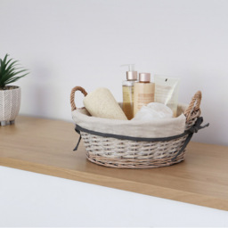 JVL 6.5L Arianna Grey Round Willow Storage Basket - thumbnail 2