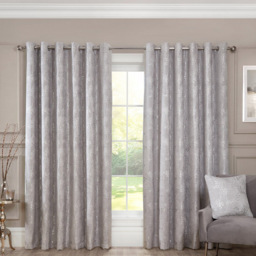 Divante Grace Chenille Eyelet Curtain Navy 137 x 168cm - thumbnail 2