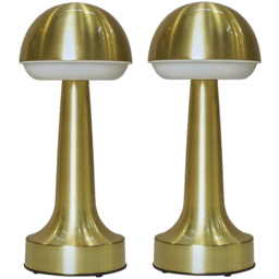 ValueLights Troy 2 Pack Satin Brass LED Table Lamp