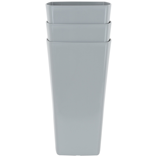 Wham Studio Cool Grey Tall Square Plastic Planter 16cm 3 Pack - image 1