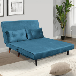 Portland 2 Seater Blue Velvet Sofa Bed