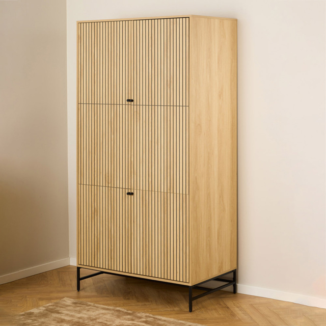 Florence Albany 4 Door Oak Wardrobe with Black Legs - image 1