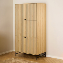 Florence Albany 4 Door Oak Wardrobe with Black Legs - thumbnail 1