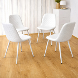 Kosy Koala Set of 4 White Faux Leather Gem Pattern Dining Chair