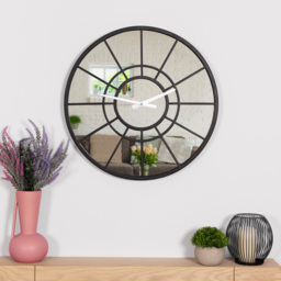 Charles Bentley Buttermere 50cm Black Mirrored Skeleton Indoor and Outdoor Wall Clock - thumbnail 2