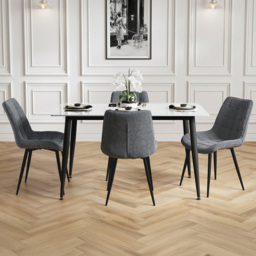 Luna 4 Seater Dining Set Marble Effect