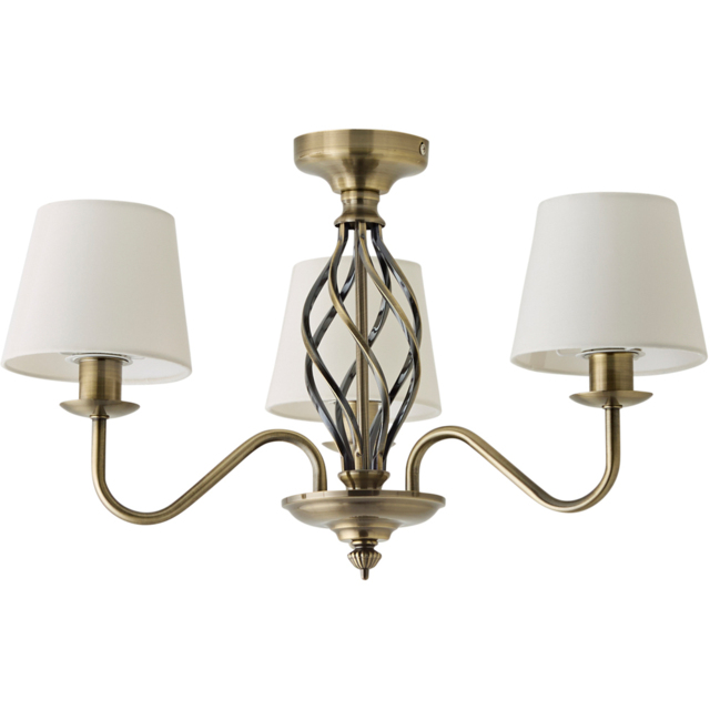 ValueLights Memphis Antique Brass Barley Twist LED Ceiling Lamp - image 1