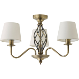 ValueLights Memphis Antique Brass Barley Twist LED Ceiling Lamp