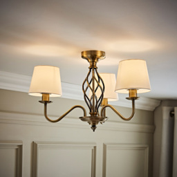 ValueLights Memphis Antique Brass Barley Twist LED Ceiling Lamp - thumbnail 2