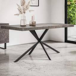 Furniture Online Donni 6 Seater Concrete Effect and Black Dining Table