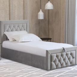 Mia Grey Brushed Velvet Single Ottoman Bed